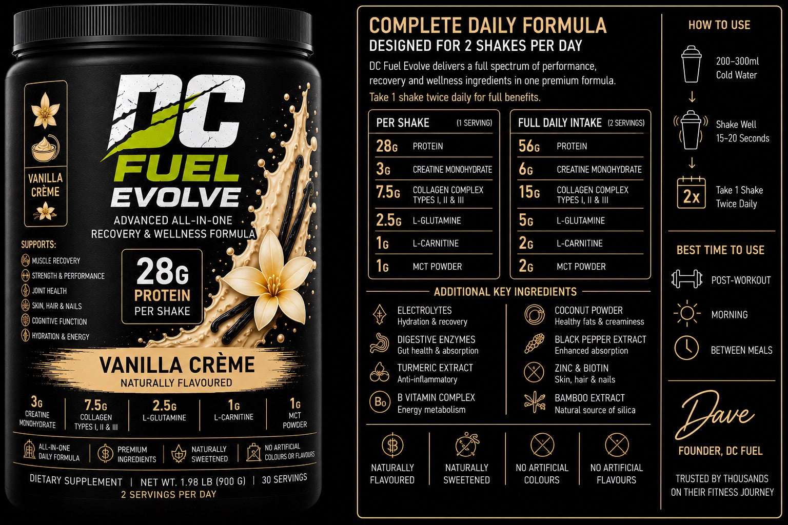 DC Fuel Evolve - Vanilla Crème 900g (30 servings)