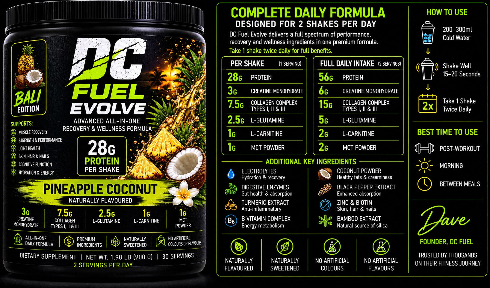 DC Fuel Evolve - Pineapple Coconut 900g (30 servings)